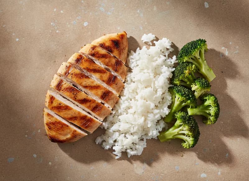 Poulet, riz et brocoli